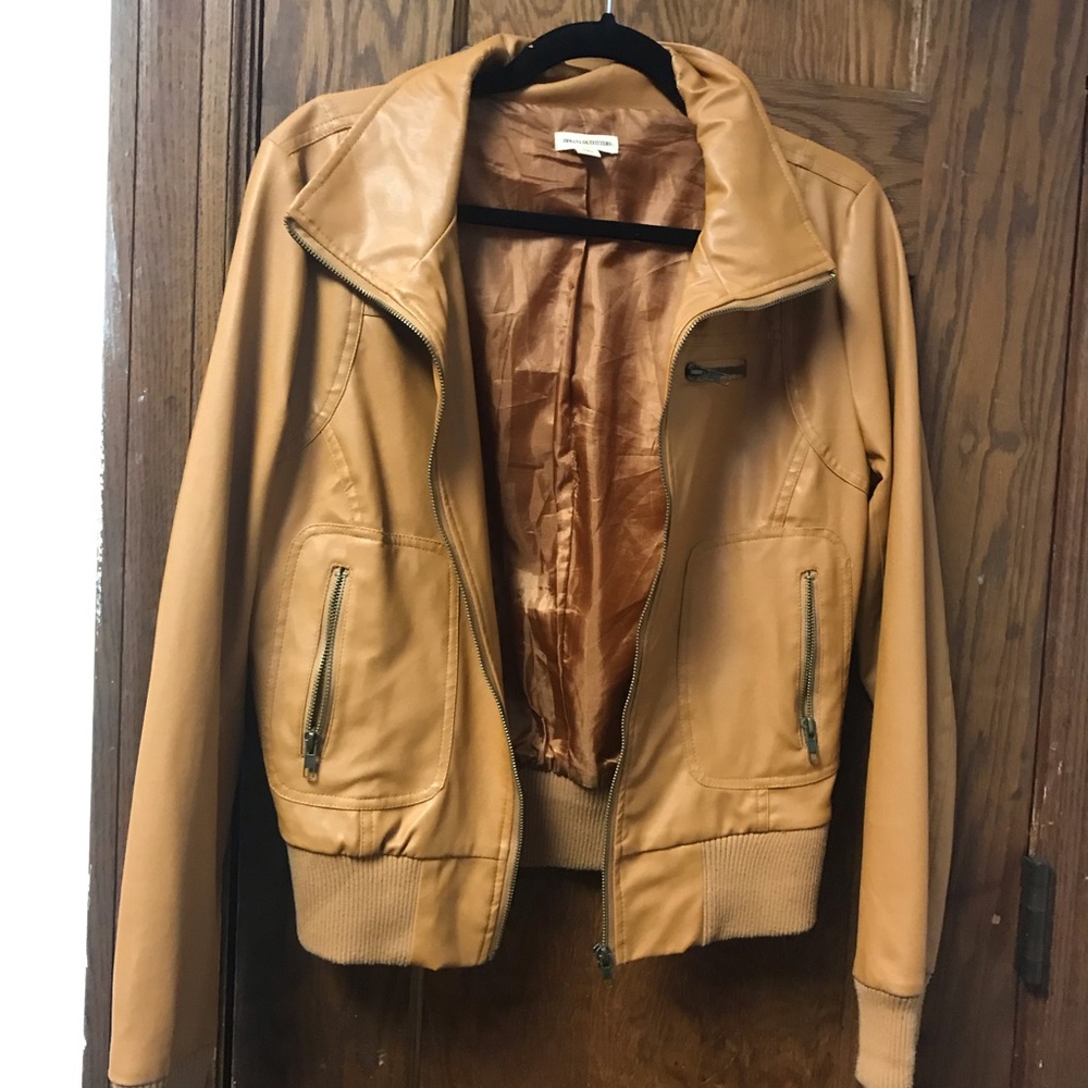 Caramel faux leather motorcycle jacket